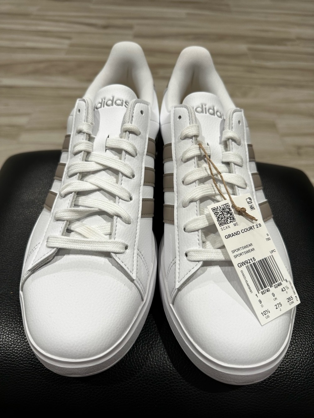 adidas White Sneakers with Beige Stripes